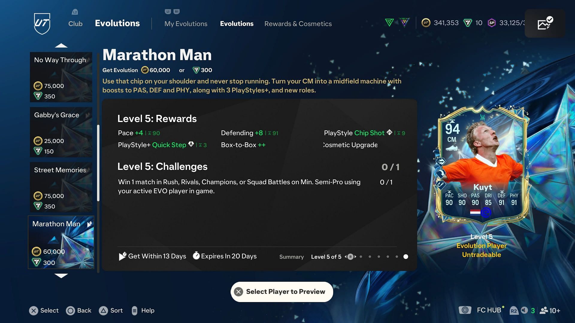 The EVO has five levels (Image via EA Sports)